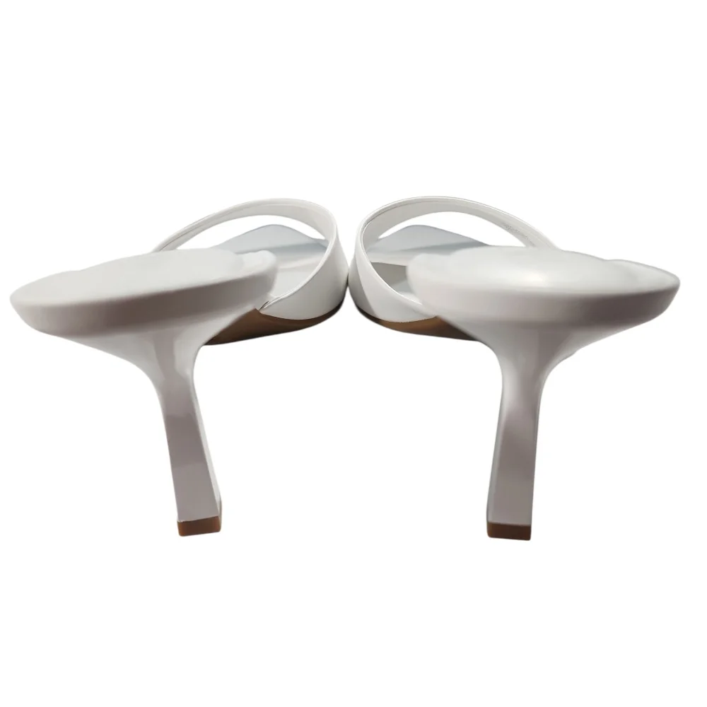 INC Basaaria White Leather Heeled Mules Pointed Toe Sandals Size 7 - Picture 5 of 11